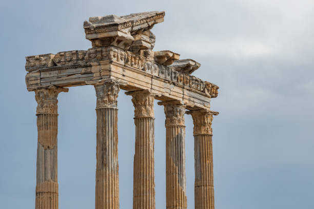 The Temple of Apollo The Temple of Apollo in the ancient Carian town of Side, in southern Turkey on the Mediterranean Sea coast, the Greek and Roman god of music, harmony and light. temple of apollo antalya province stock pictures, royalty-free photos & images