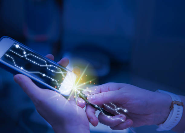 istock Hand using cellphone for woldwide data technology communication is futuristic smartphone internet media and social network connect global information together concept 1355319491