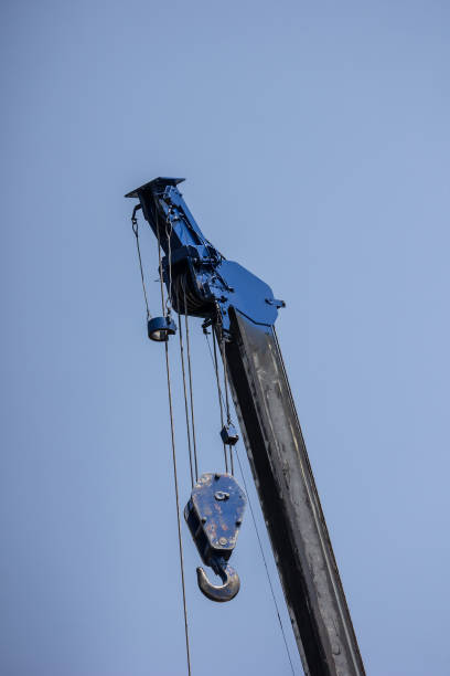 istock Truck crane boom with hooks 1355321015