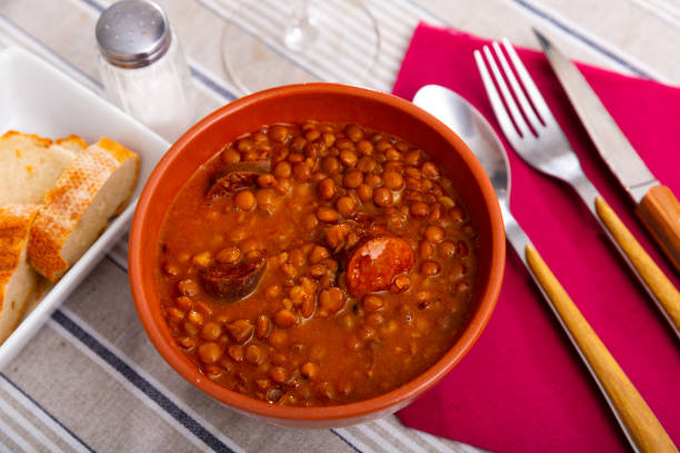 istock Lentejas con chorizo, beans stewed with chorizo 1355321432