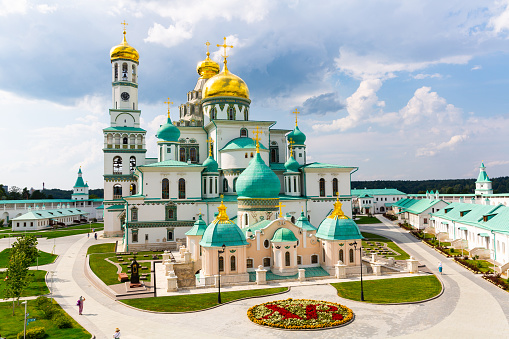Magnificent view of Russian Orthodox Church - New Jerusalem Monastery in Istra.