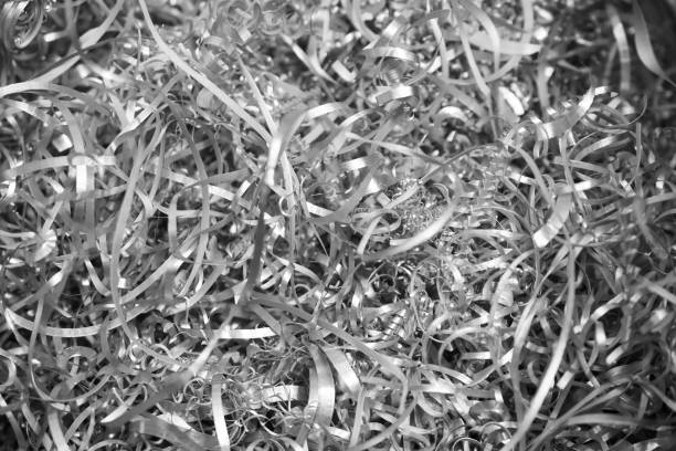 Recycled metal fragments. Heavy industry production leftovers.