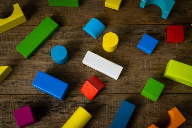 istock Flat lay colorful wooden block perfect for background. 1355328207