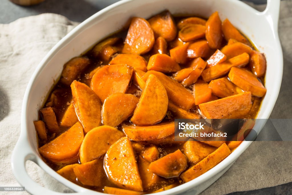 Homemade Thanksgiving Candied Yams Homemade Thanksgiving Candied Yams with Brown Sugar Yam Stock Photo