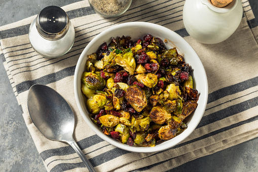 Homemade Thanksgiving Cranberry Brussel Sprouts with Balsamic Dressing