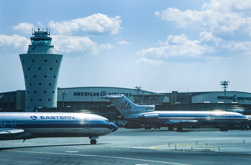 NEW YORK, UNITED STATES MAY 1970: New york airport view in 70's