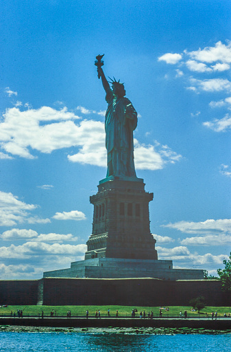 NEW YORK, UNITED STATES MAY 1970: Liberty statue in new york in 70's