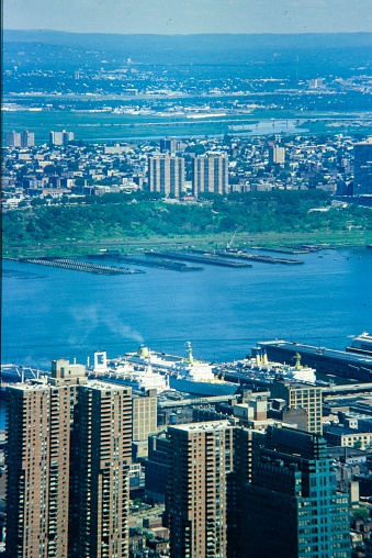 NEW YORK, UNITED STATES MAY 1970: New york aerial view in 70's
