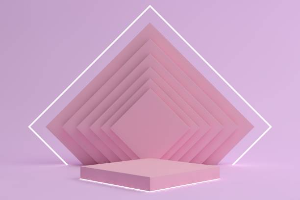 istock 3D Pink and Purple Stands, Product Stand, Blank Scene 1355331012
