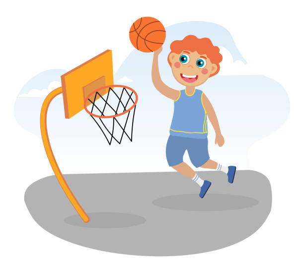 koszykówka zespołowa - basketball little boys male young adult stock illustrations