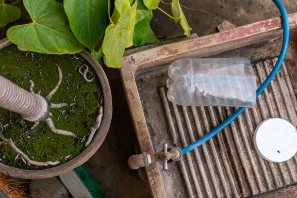 istock Irrigation system of a poor house in Latin America. 1355338603