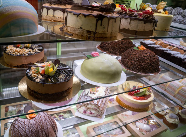 istock Various whole cakes lined up in Scandinavian cake shops 1355338918