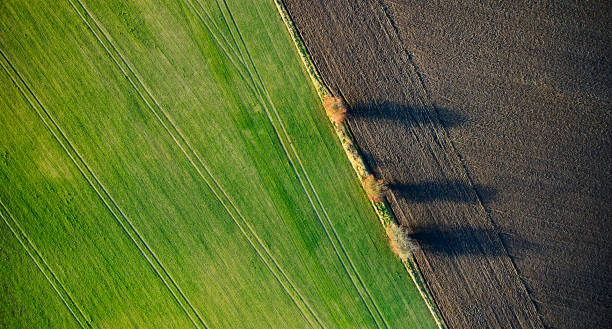Directly above agricultural field