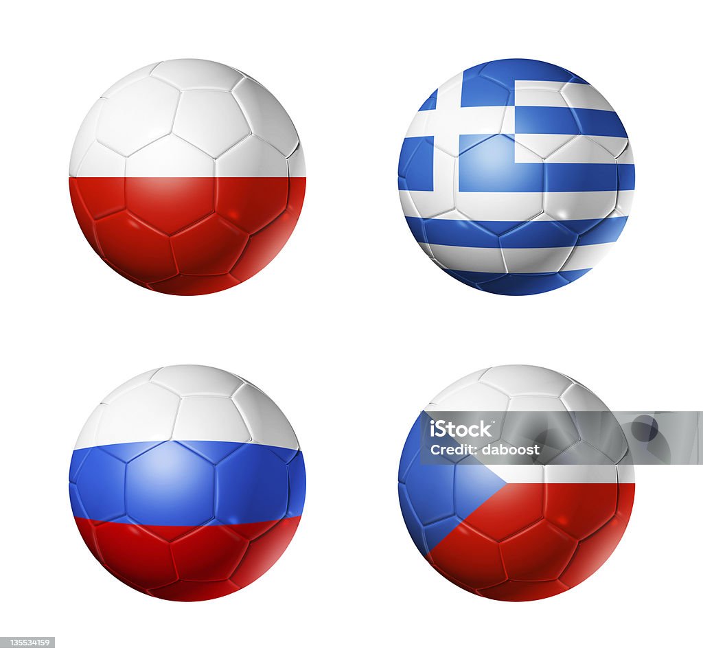 euro 2012-calcio del gruppo un flag su soccerballs - Foto stock royalty-free di 2012