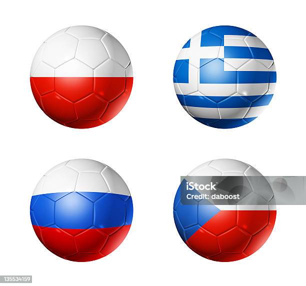 Euro 2012calcio Del Gruppo Un Flag Su Soccerballs - Fotografie stock e altre immagini di 2012 - 2012, Bandiera, Calcio - Sport