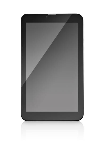 istock Front view of simple black tablet, isolated 1355341603