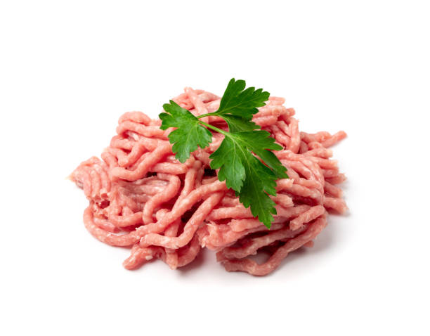 mince meat, ground pork, uncooked mincemeat - meat grinder ground beef meat imagens e fotografias de stock