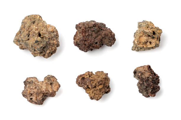 istock Volcano Stone Isolated, Grey and Brown Volcanic Pumice 1355344201