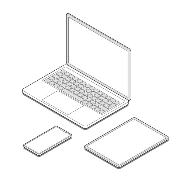Digital Tablet, Smart Phone and Laptop vector art illustration