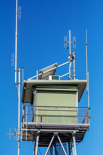 A weather station is a facility, either on land or sea, with instruments and equipment for measuring atmospheric conditions to provide information for weather forecasts and to study the weather and climate. The measurements taken include temperature, atmospheric pressure, humidity, wind speed, wind direction, and precipitation amounts.