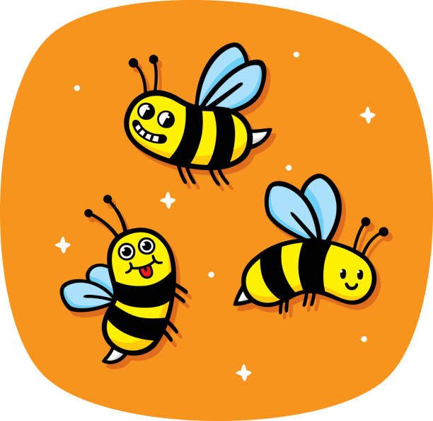 귀여운 꿀벌 낙서 - stinging stock illustrations