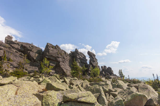 istock Remnants pillars on Mount Zelenaya. Sheregesh, Russia 1355360734