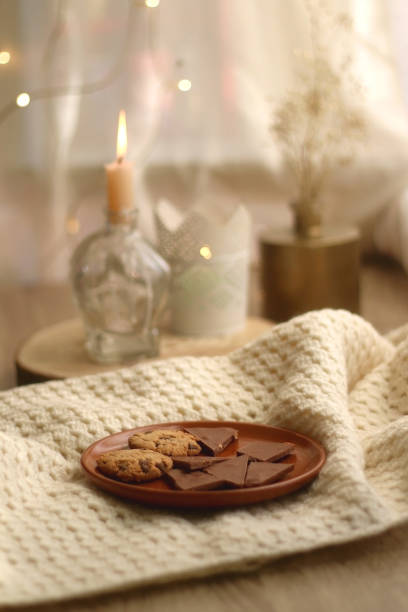 Dessert, Blanket and Candles