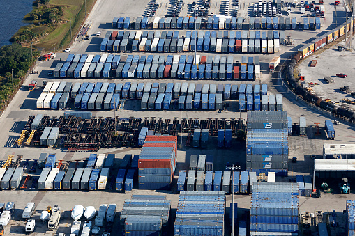 Aerial view of the port of Jaxport on the St Johns River Jacksonville Florida photograph taken  Nov 2021