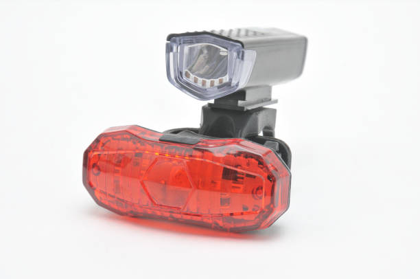 istock Headlights and stop lights for a bicycle on a white background 1355369083