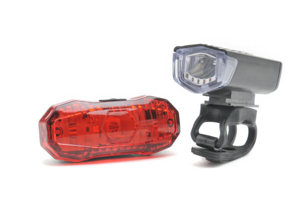 istock Headlights and stop lights for a bicycle on a white background 1355369100