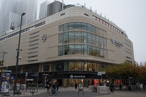 Frankfurt am Main, Germany - November 12, 2021: The Galeria department store in Hauptwache in the city center.