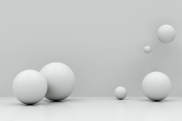 istock Abstract 3d render of spheres, composition with geometric shapes, modern background design 1355382257