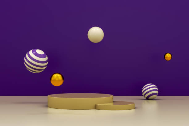 istock minimal podium for product presentation surrounded by spheres 3d rendering 1355382291