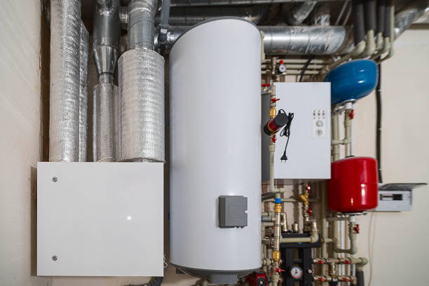 istock Heating and water supply system in a new residential building. Pipe wiring. 1355383192