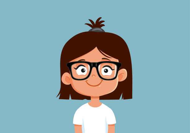 ilustrações, clipart, desenhos animados e ícones de menina usando óculos vetor ilustração de desenho animado - children only child cartoon little girls