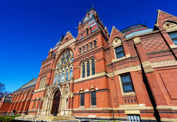Cambridge, Massachusetts, USA - November 24, 2021: The high gothic Memorial Hall at Harvard University. Completed in 1877, it is a monument to the memory of graduates who fought for the Union cause in the Civil War. Today it is a National Historic Landmark.