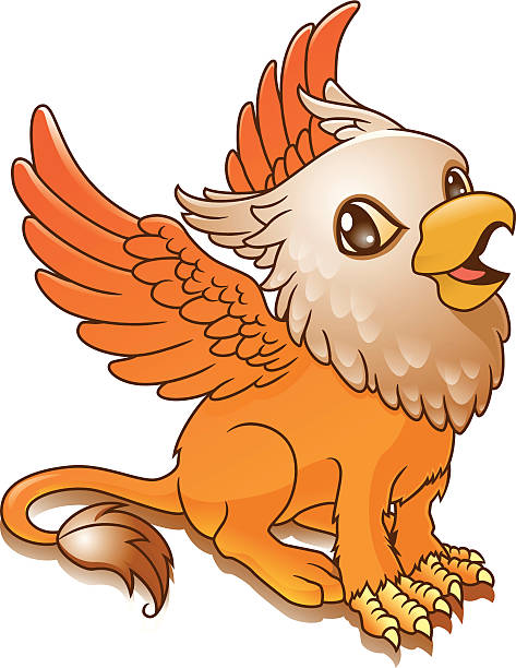 Cute Gryphon Vector illustration of a cute gryphon. This illustration contains transparency shapes for the highlights and shadow on the ground. EPS10 file format. bills lions stock illustrations