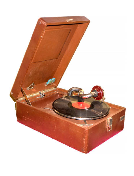 istock Vintage gramophone isolated on white. 1355389482