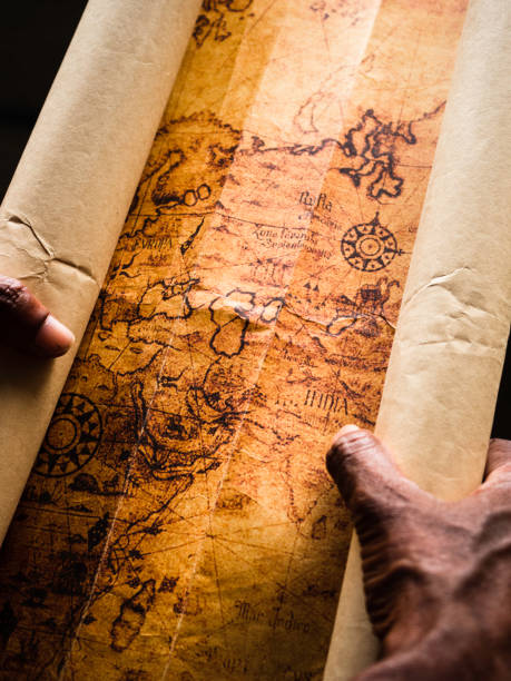 istock Close up of a old map 1355395001