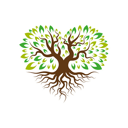 Love tree with root logo template