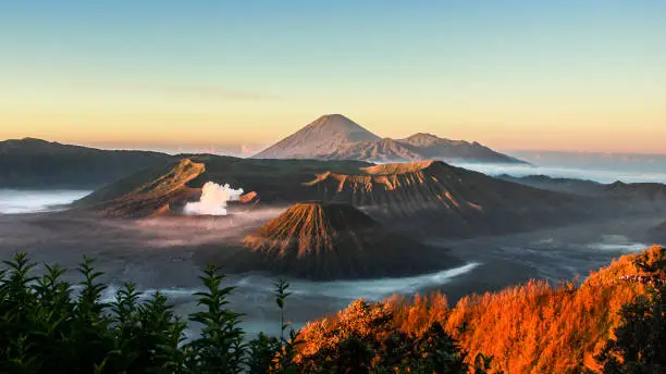 view of mount bromo at sunrise