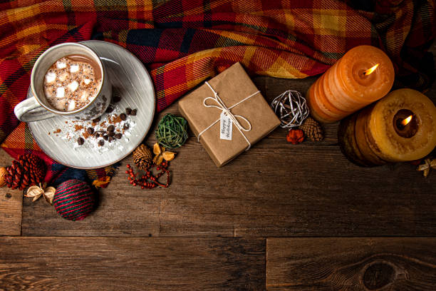 istock Christmas Hot Chocolate on a retro wood background 1355400061