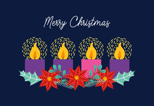 アドベントキャンドル - christmas candle wreath backgrounds点のイラスト素材／クリップアート素材／マンガ素材／アイコン素材
