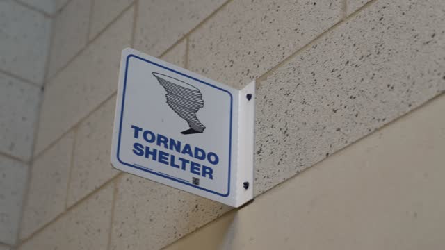 panning tornado shelter sign