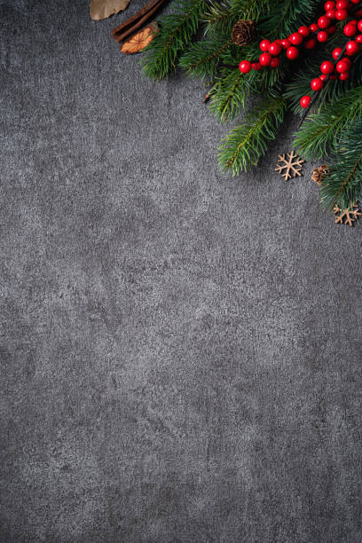 istock Christmas background design concept with fir tree branch border frame. 1355408488