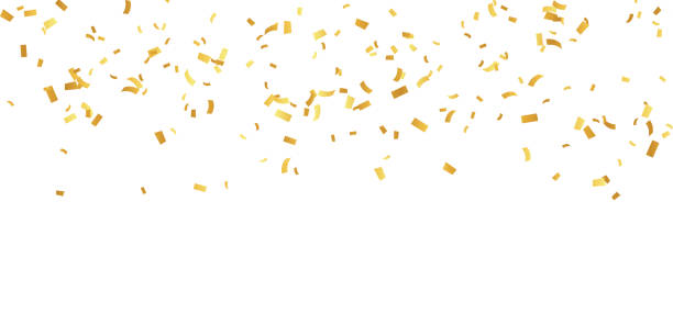 istock Celebration background template with confetti and gold ribbons. luxury greeting rich card. 1355411313
