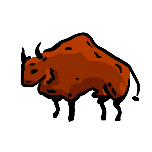 Rock Art Drawing Of A Bull Or Ox Primitive Tribal Cartoon Stock  Illustration - Download Image Now - iStock