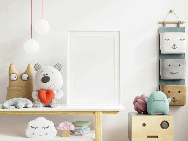 istock Mockup frame poster in the children's room. 1355413850