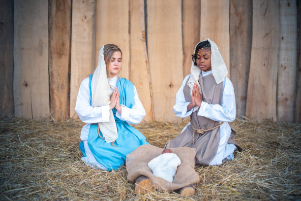 istock Lgtb nativity scene with two virgin marys 1355415563