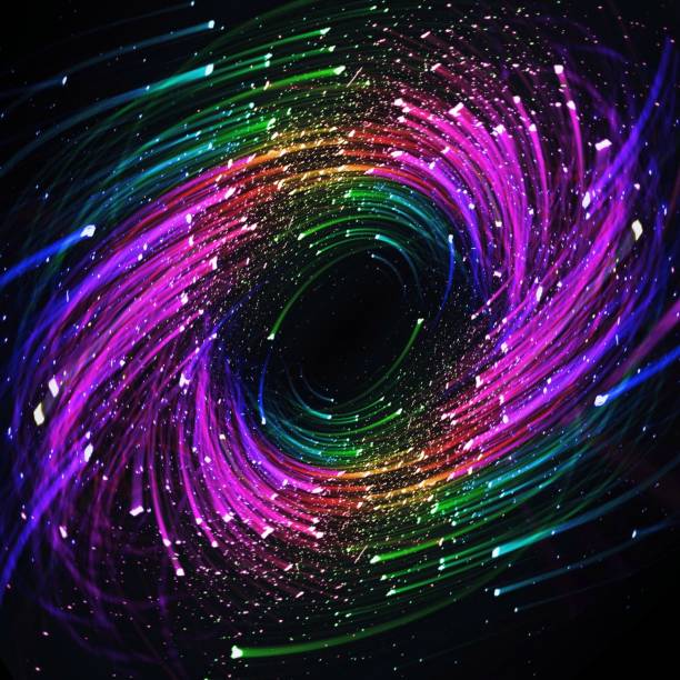 istock Illustration of light trails swirling in a circle 1355415658